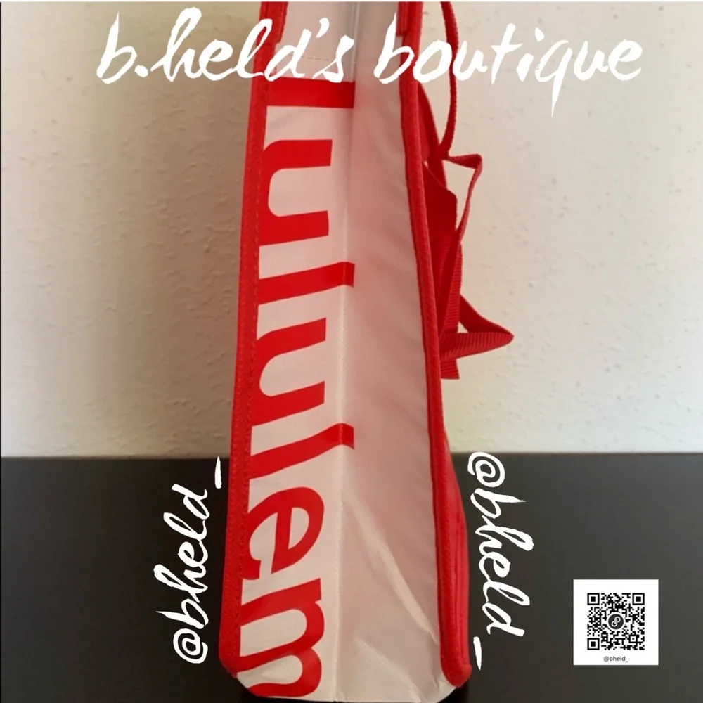 Bundle of 3 lululemon Small Tote Bags in Red, White, & Black Brand New NWOT